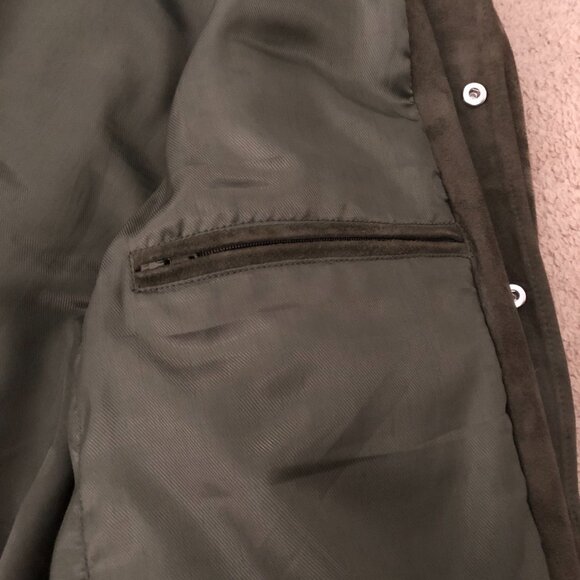 Reiss Jagger Suede Trucker Jacket - Olive Green - Picture 7 of 9